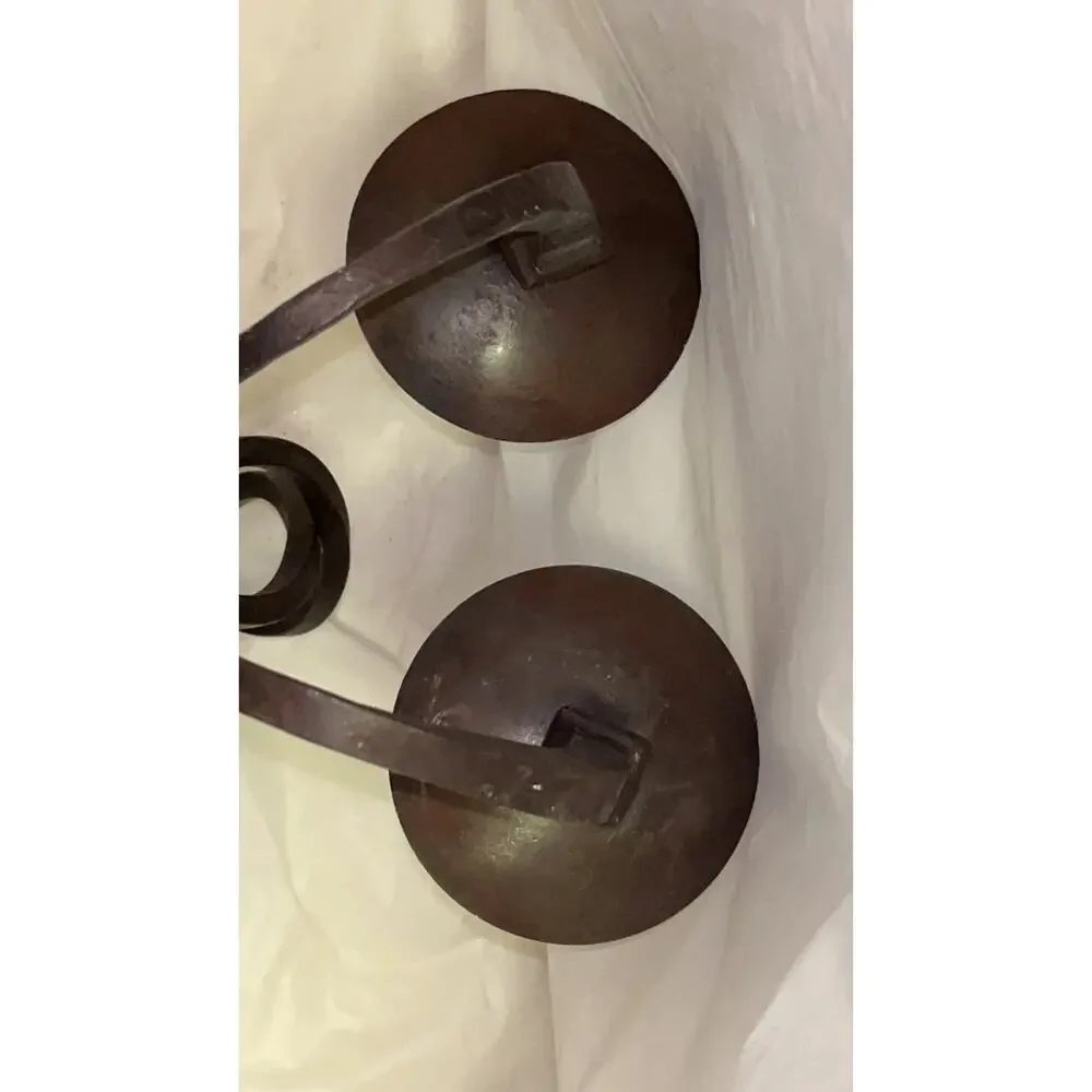 Vintage Heavy Forged Iron Wall Candle Holder Double Sconce Rustic Brown 12.5